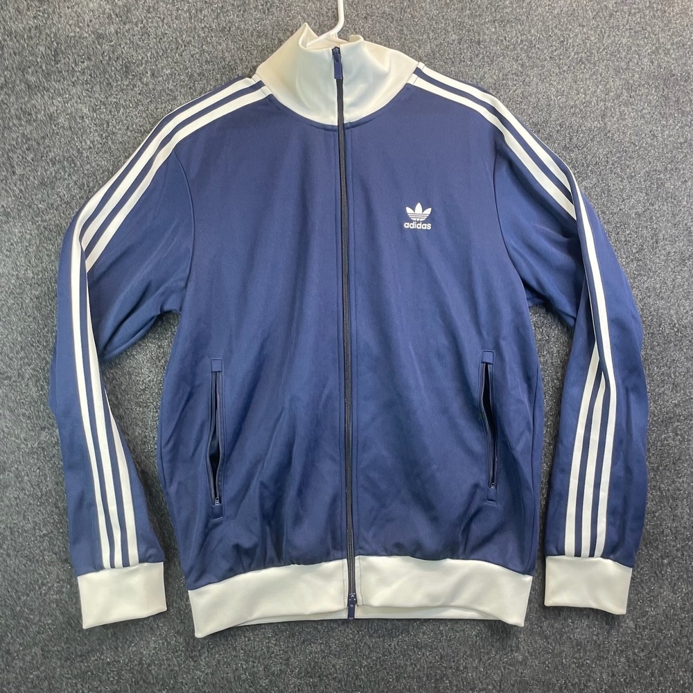 Adidas Originals Trefoil 3-Stripe Track Jacket Men's Large Navy Blue White